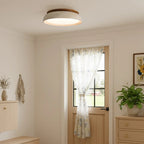 Ceiling Light Travertine & Wood Built-In LED Low-Profile