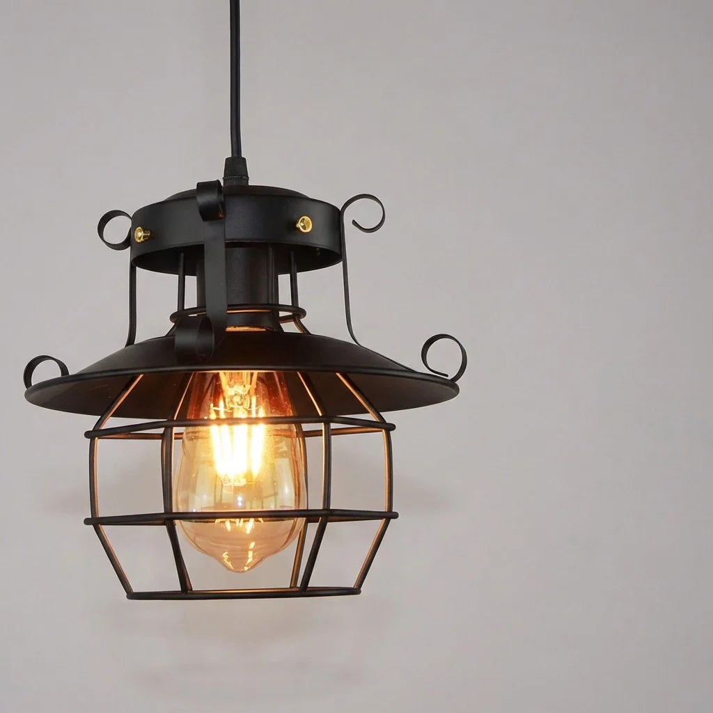 Ceiling Pendant Light Industrial Open Cage Bronze Finish