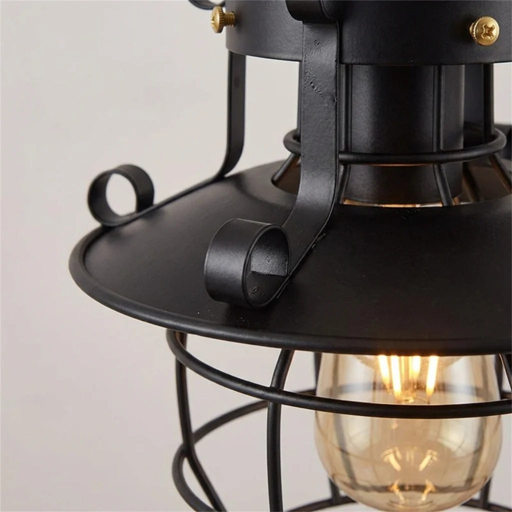 Ceiling Pendant Light Industrial Open Cage Bronze Finish