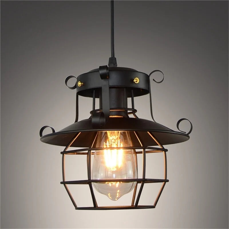 Ceiling Pendant Light Industrial Open Cage Bronze Finish