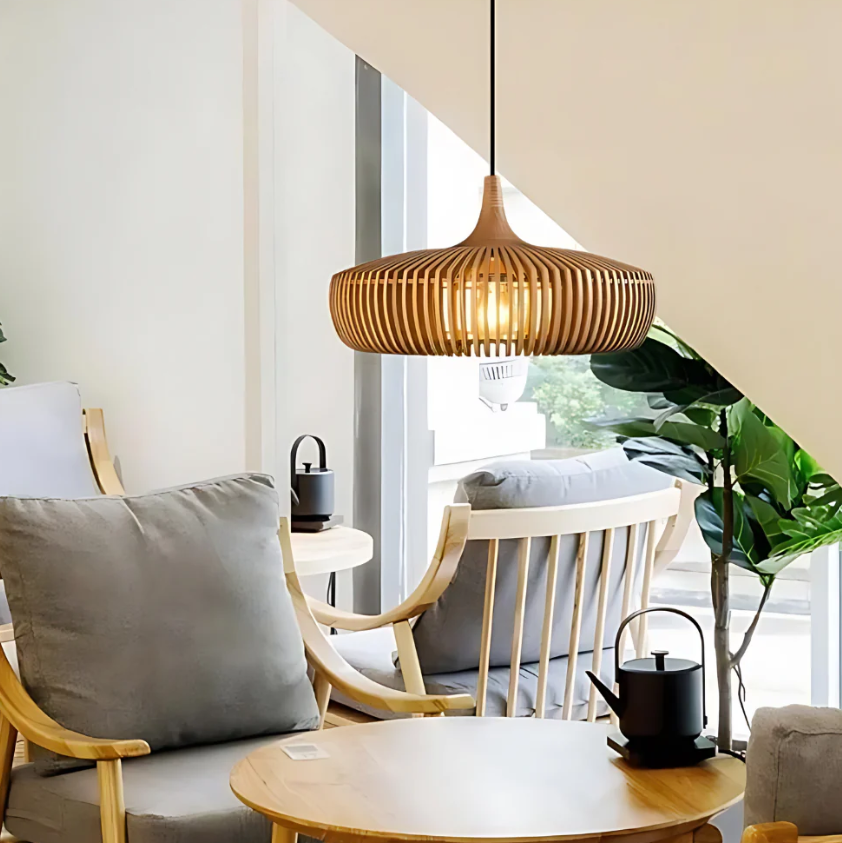 Ceiling Pendant Light Japandi Solid Wood Warm Ambient Lighting
