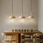 Ceiling Pendant Light Stone & Wood Adjustable Cord