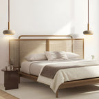 Ceiling Pendant Light Stone & Wood Adjustable Cord