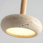 Ceiling Pendant Light Stone & Wood Adjustable Cord