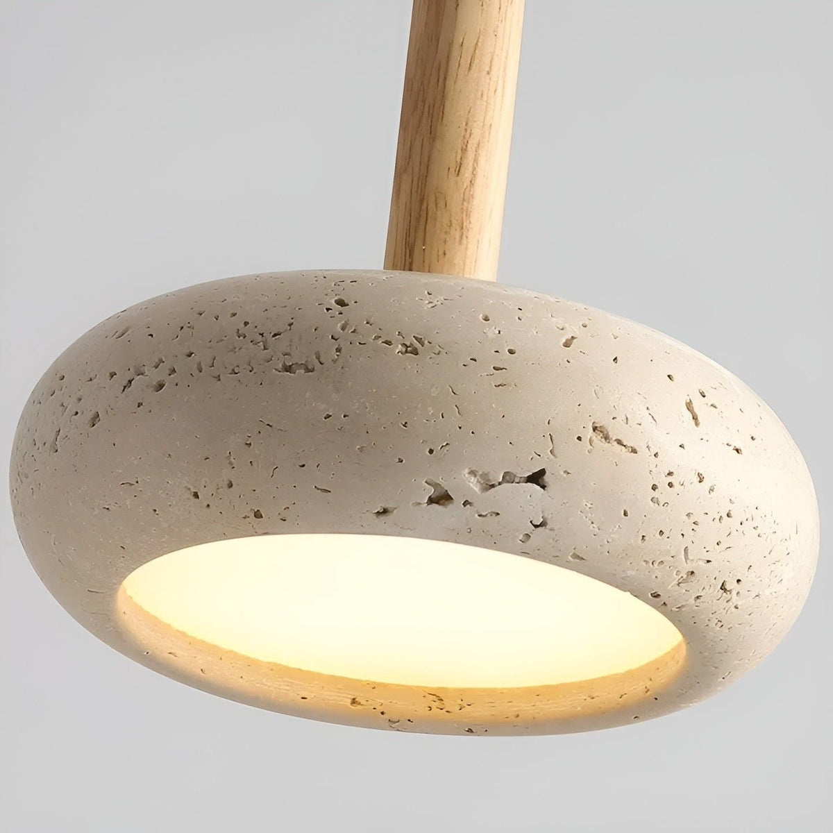 Ceiling Pendant Light Stone & Wood Adjustable Cord