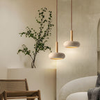 Ceiling Pendant Light Stone & Wood Adjustable Cord