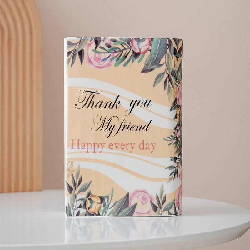 Ceramic Book Vase Vibrant Decal Multiple Sizes