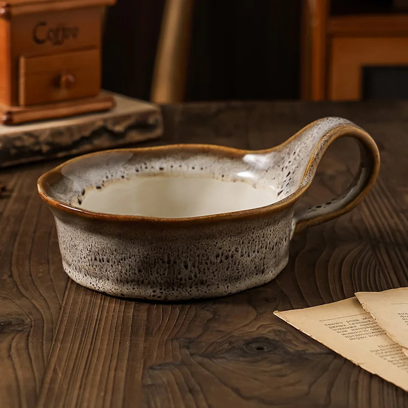 Ceramic Bowl Handmade Stoneware Glazed With Handle