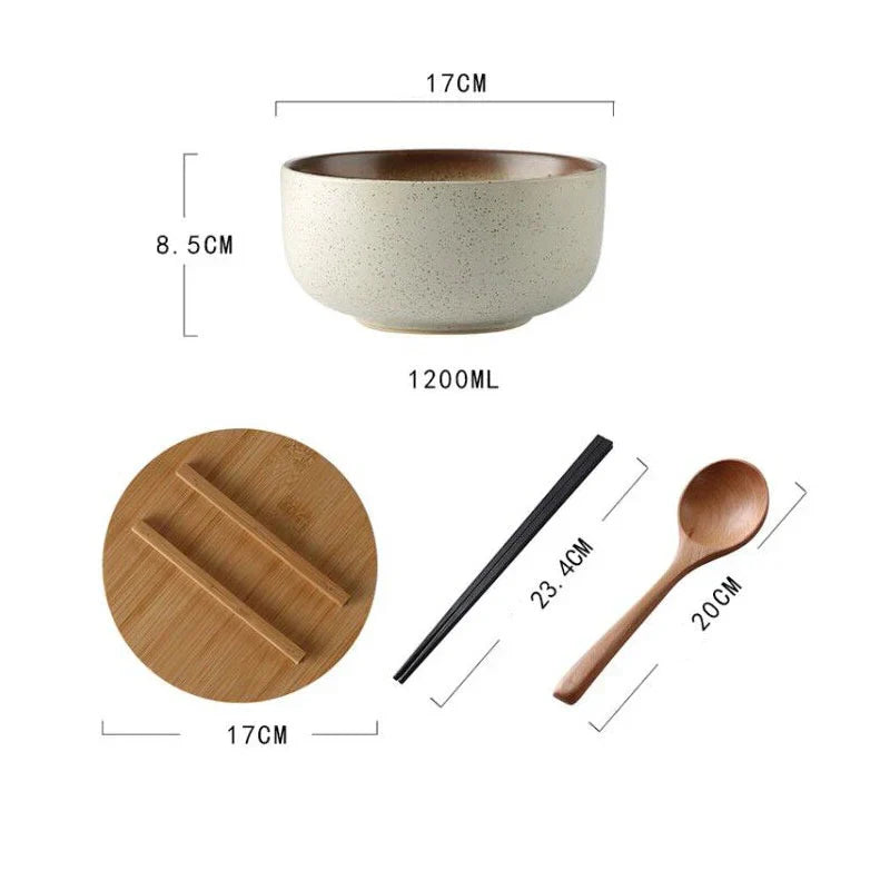 Ceramic Bowl Set Glazed Dishwasher Safe Set of 4