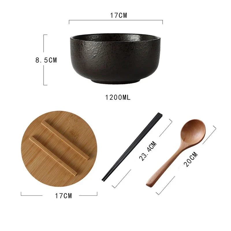 Ceramic Bowl Set Glazed Dishwasher Safe Set of 4