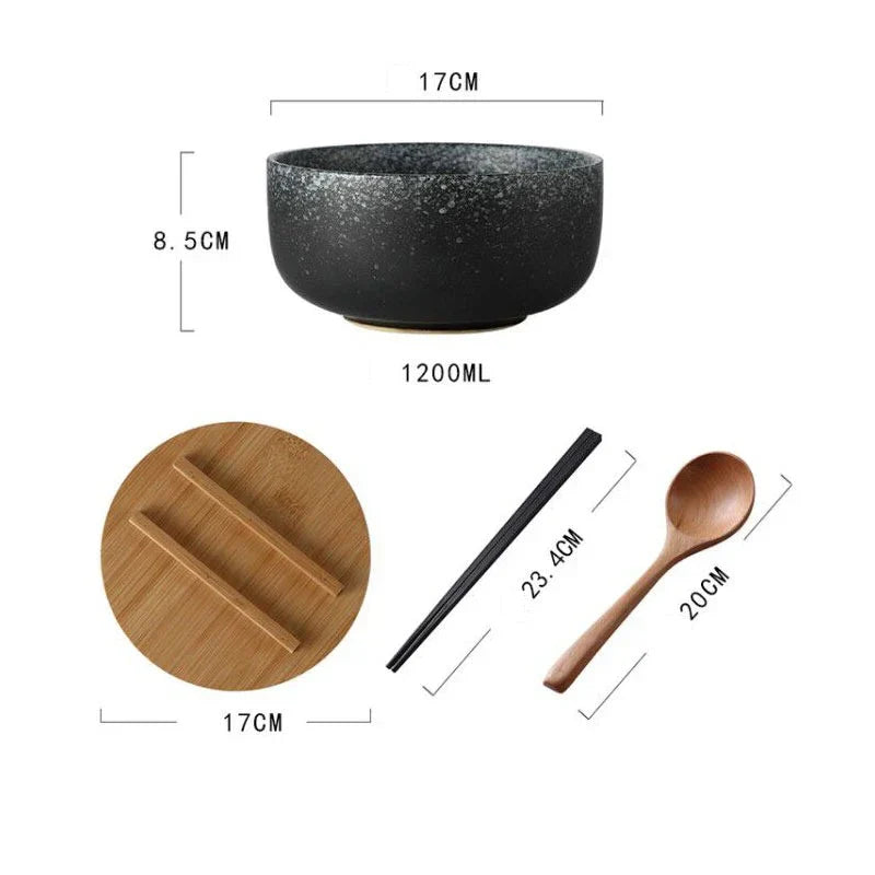 Ceramic Bowl Set Glazed Dishwasher Safe Set of 4