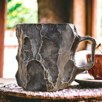 Ceramic Coffee Mug Gemstone Texture & Gold Rim
