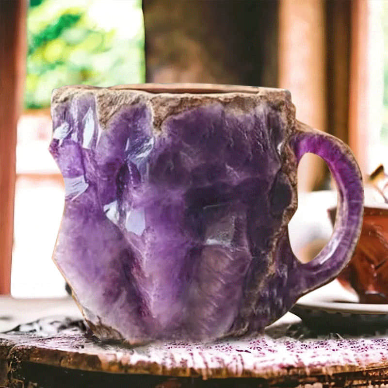 Ceramic Coffee Mug Gemstone Texture & Gold Rim