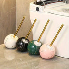 Ceramic Gold-Marble Long-Handle Toilet Brush (Non-Slip Base)
