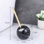 Ceramic Gold-Marble Long-Handle Toilet Brush (Non-Slip Base)