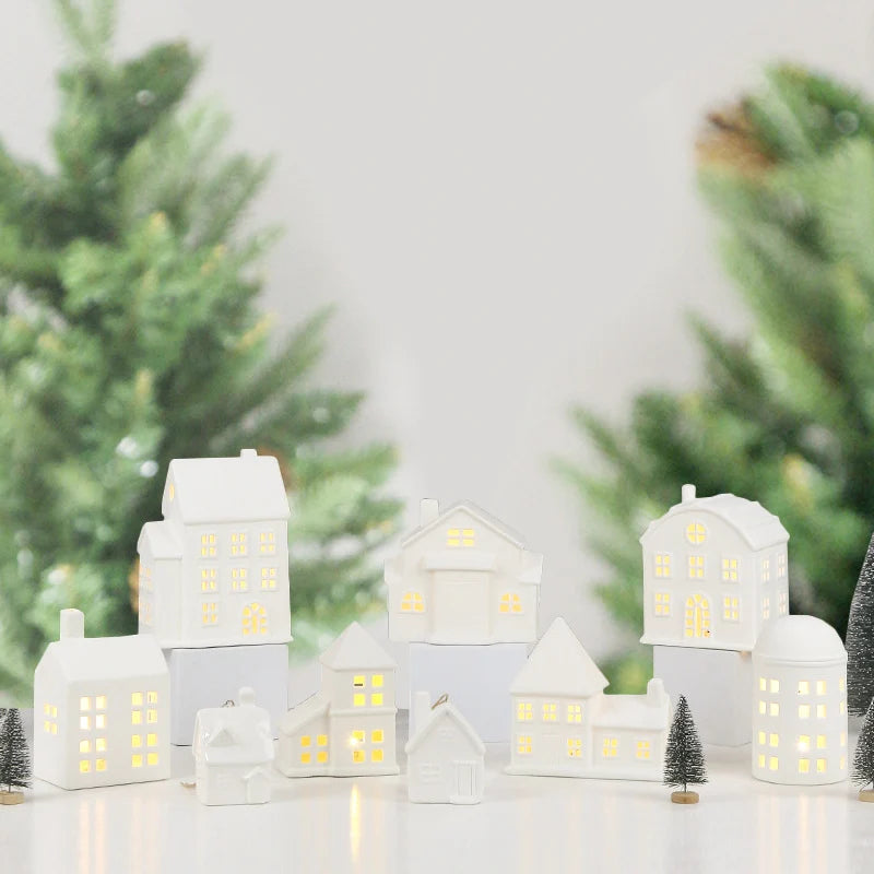 Ceramic House Night Light Intricate Window Cutouts