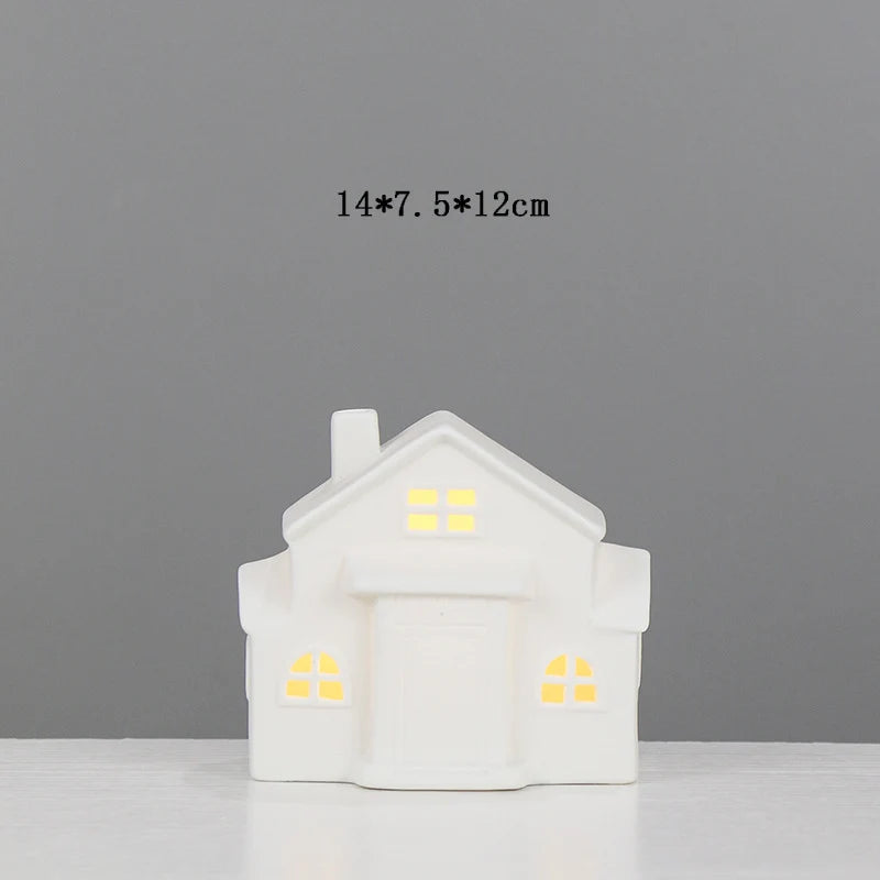 Ceramic House Night Light Intricate Window Cutouts