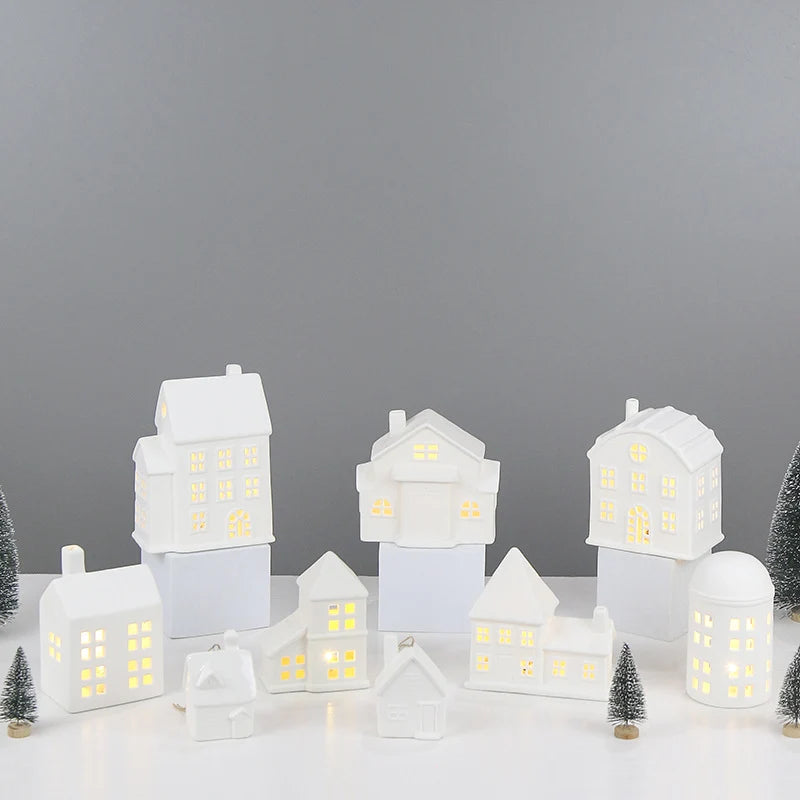 Ceramic House Night Light Intricate Window Cutouts