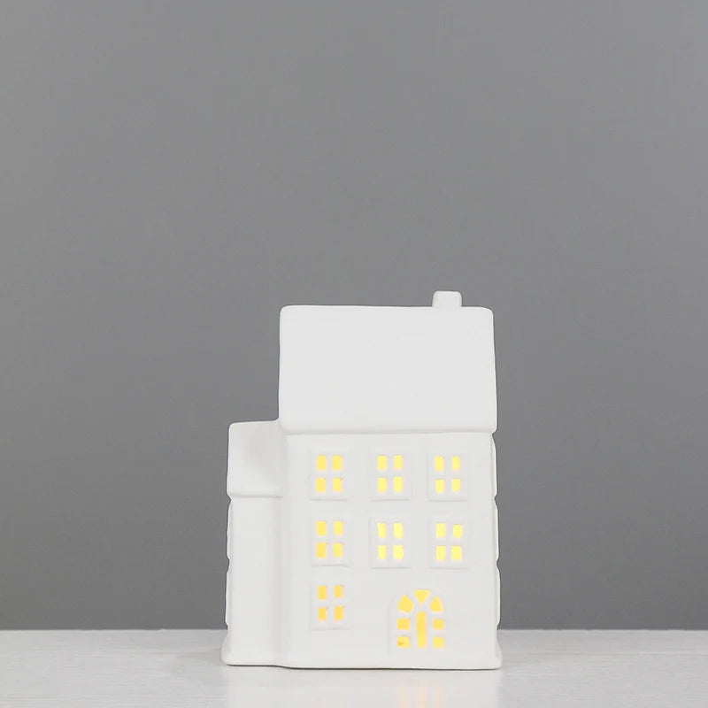 Ceramic House Night Light Intricate Window Cutouts