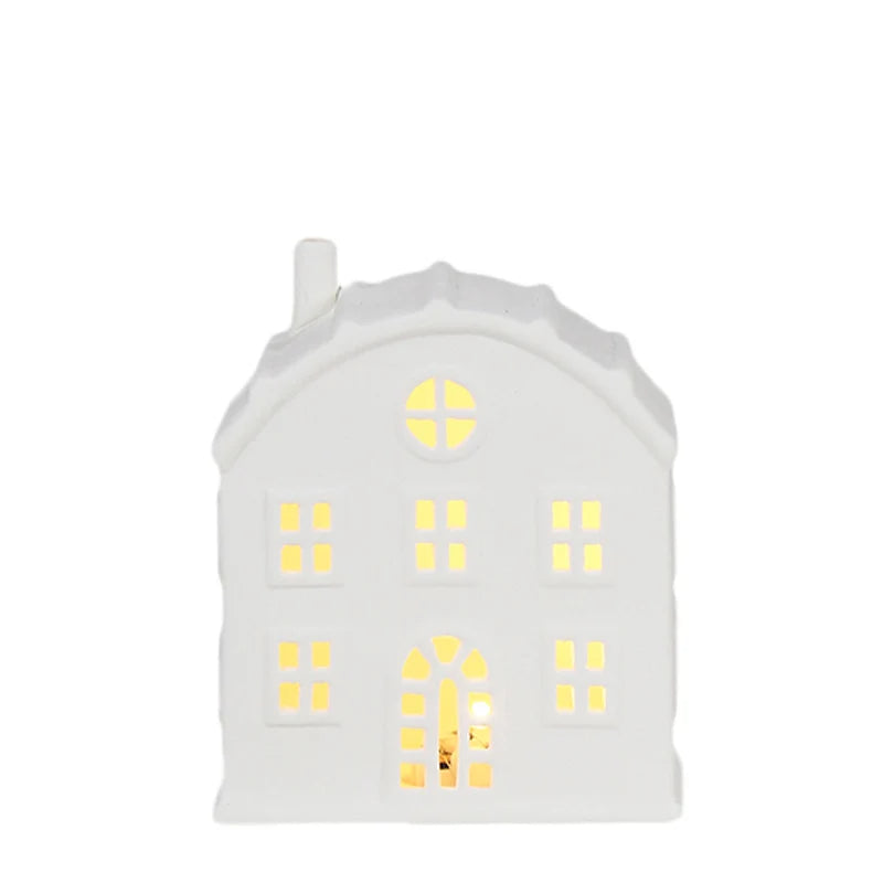 Ceramic House Night Light Intricate Window Cutouts