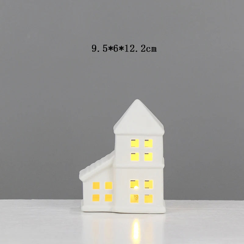 Ceramic House Night Light Intricate Window Cutouts