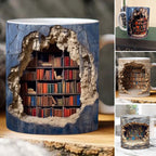 Ceramic Mug 3D Bookshelf Print Dishwasher & Microwave Safe