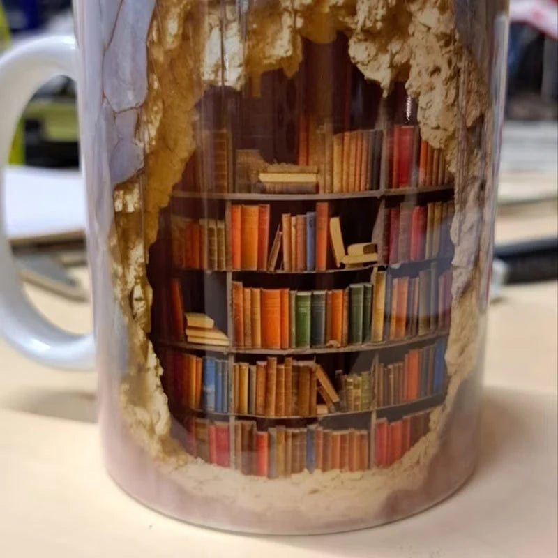 Ceramic Mug 3D Bookshelf Print Dishwasher & Microwave Safe