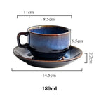 Ceramic Mug & Saucer Set Antique Blue Dishwasher Safe