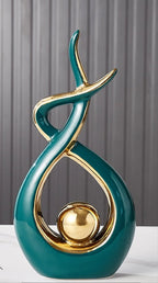 Ceramic Sculpture Abstract Gold Accents 31 Cm Tall