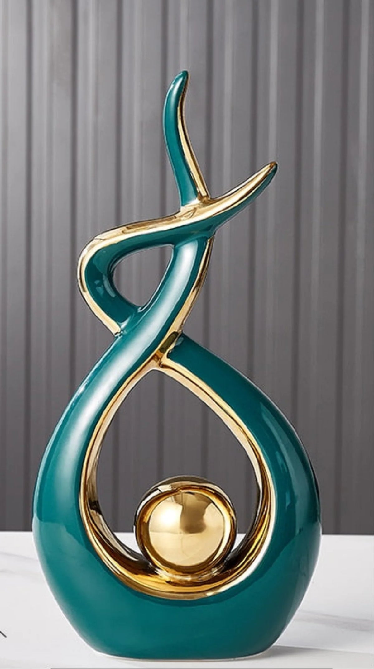 Ceramic Sculpture Abstract Gold Accents 31 Cm Tall