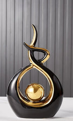 Ceramic Sculpture Abstract Gold Accents 31 Cm Tall