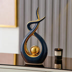 Ceramic Sculpture Abstract Gold Accents 31 Cm Tall