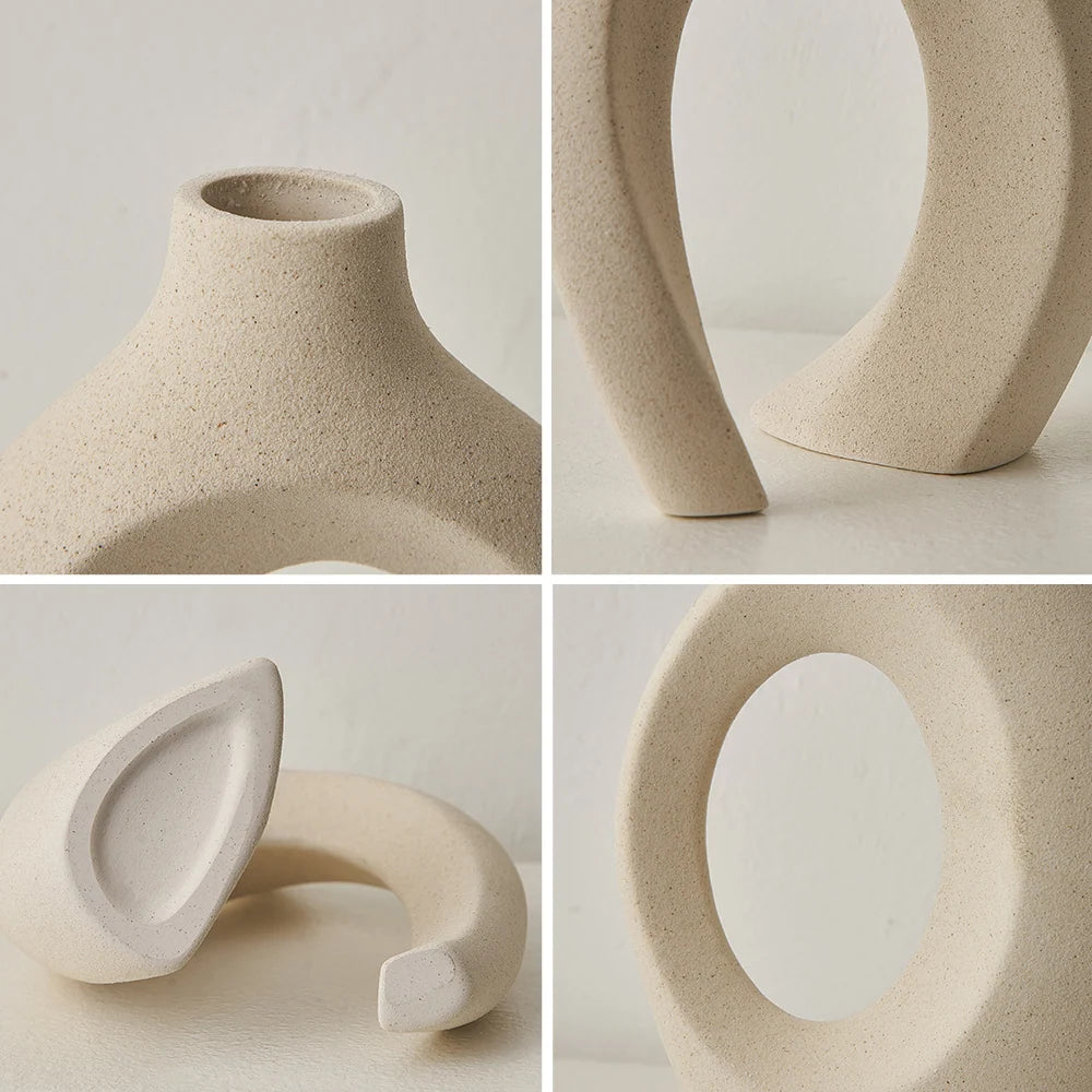 Ceramic Vase Double Opening Matte Finish 22 cm