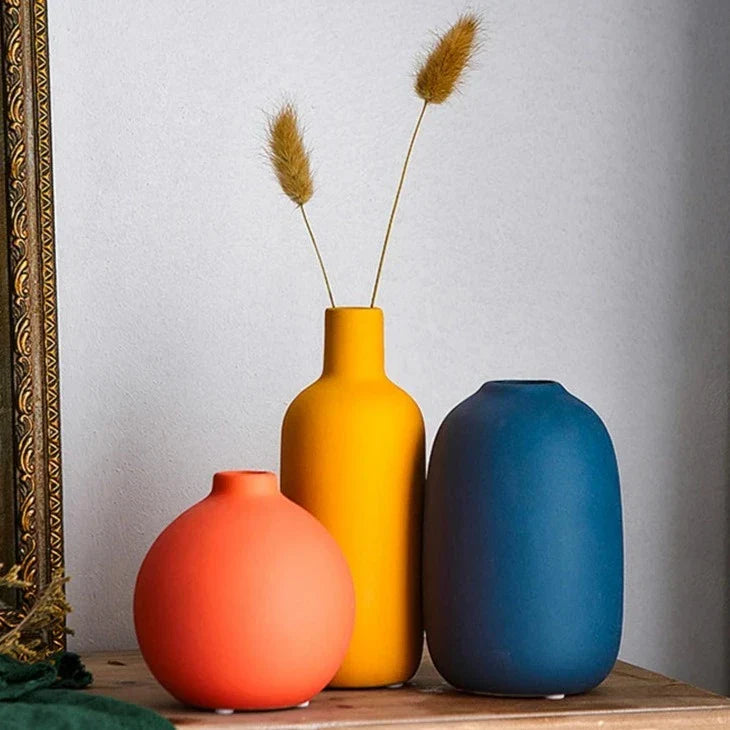 Ceramic Vase Hand Painted Scandinavian Motifs