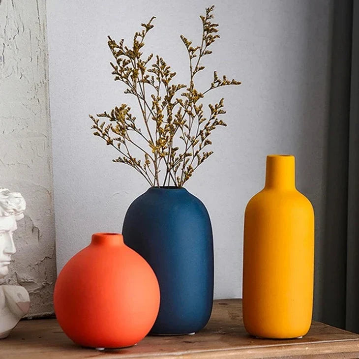 Ceramic Vase Hand Painted Scandinavian Motifs