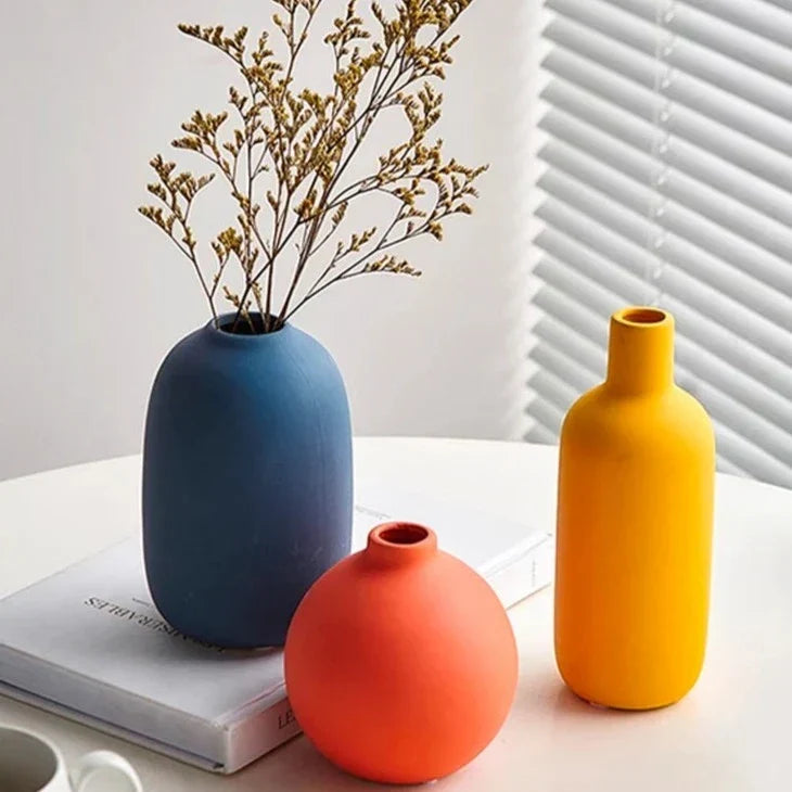 Ceramic Vase Hand Painted Scandinavian Motifs