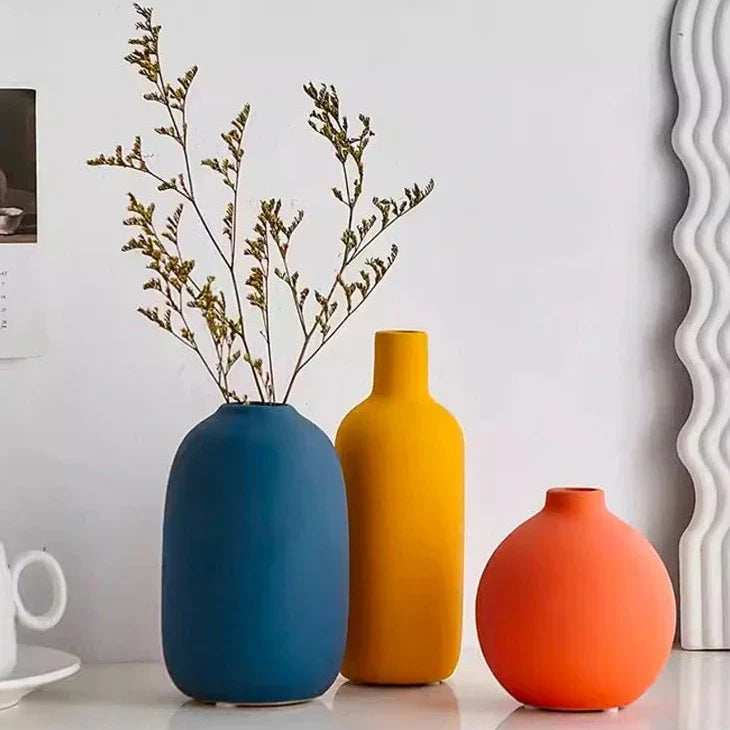 Ceramic Vase Hand Painted Scandinavian Motifs