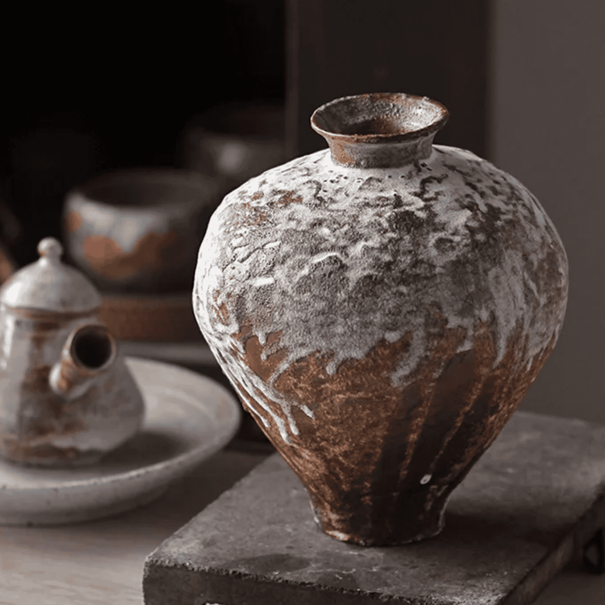 Ceramic Vase Patina Washed Wabi-Sabi Handcrafted
