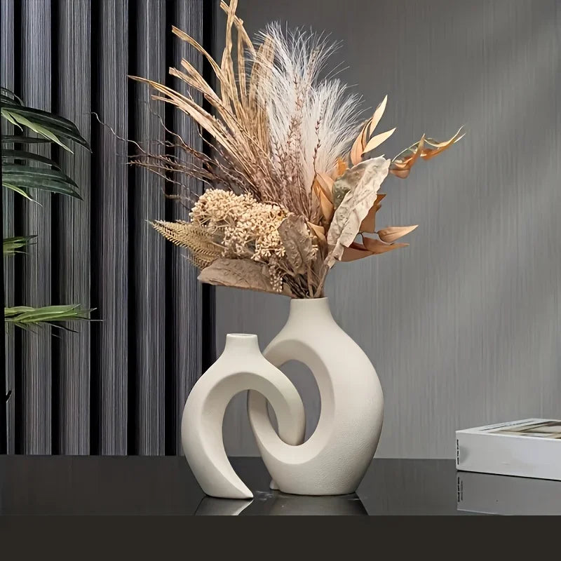 Ceramic Vase Set Minimalist Boho Set of 2