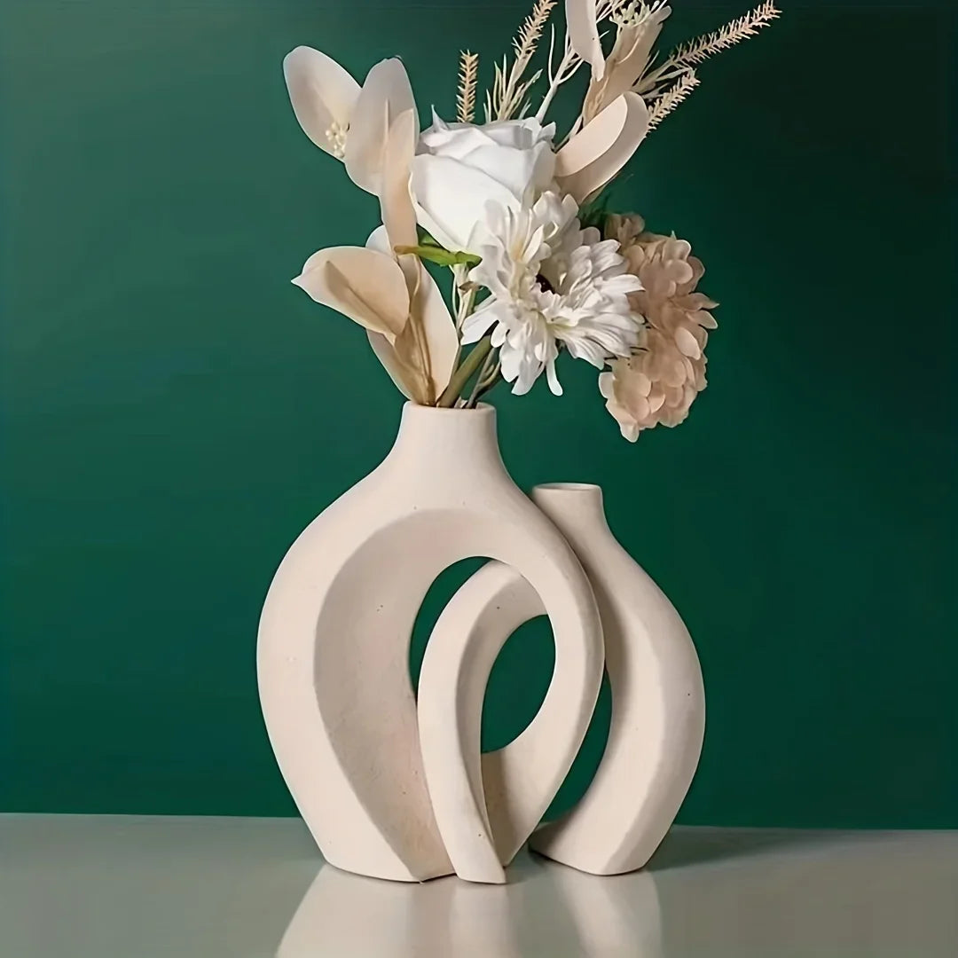 Ceramic Vase Set Minimalist Boho Set of 2