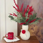 Ceramic Vase Snowman Design Versatile Flower Holder