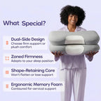 Cervical Neck Pillow Ergonomic Contour Memory Foam Cooling Cover