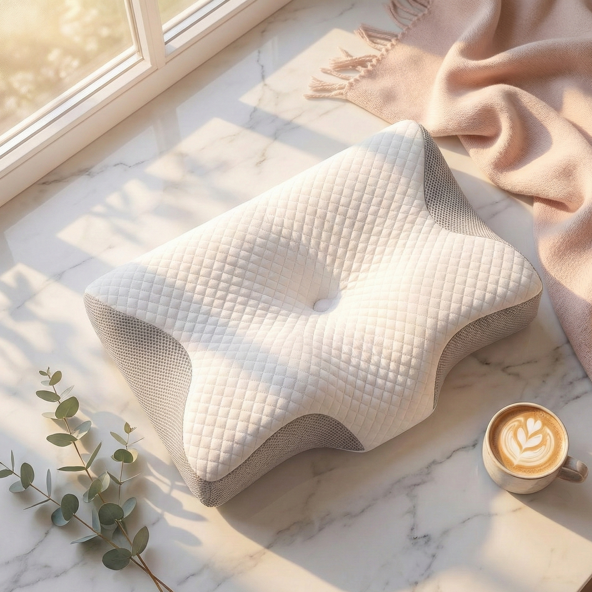 Cervical Pillow Contoured Memory Foam & Washable Cover