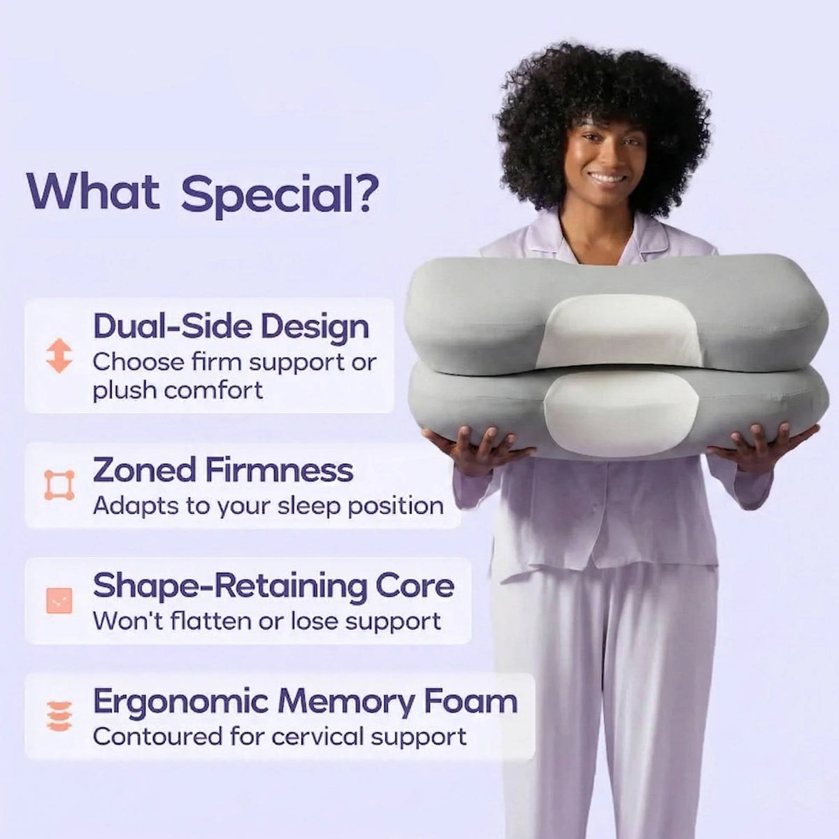 Cervical Pillow Ergonomic Contour Memory Foam Cooling Cover