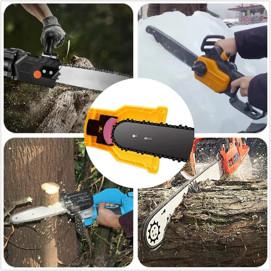 Chainsaw Chain Sharpener Dual Locating Pins Replaceable Stone