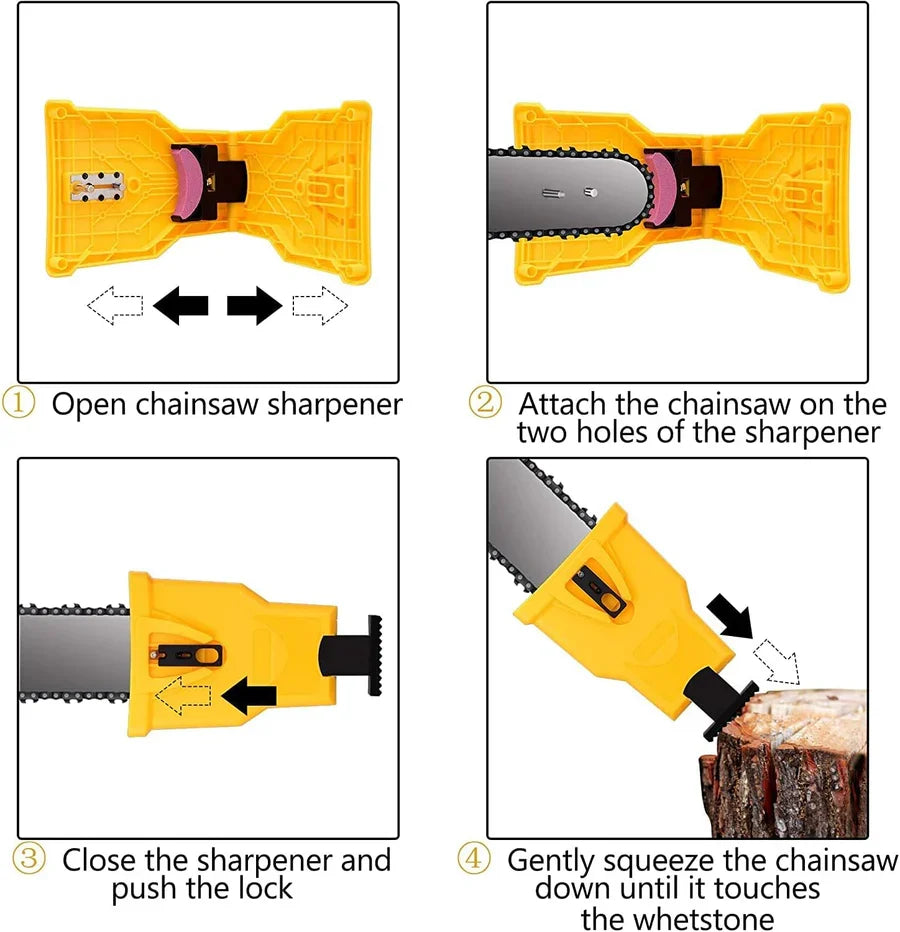 Chainsaw Chain Sharpener Dual Locating Pins Replaceable Stone