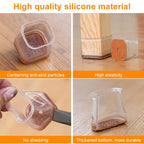 Chair Leg Caps High-Stretch Clear Silicone & Felt Pads