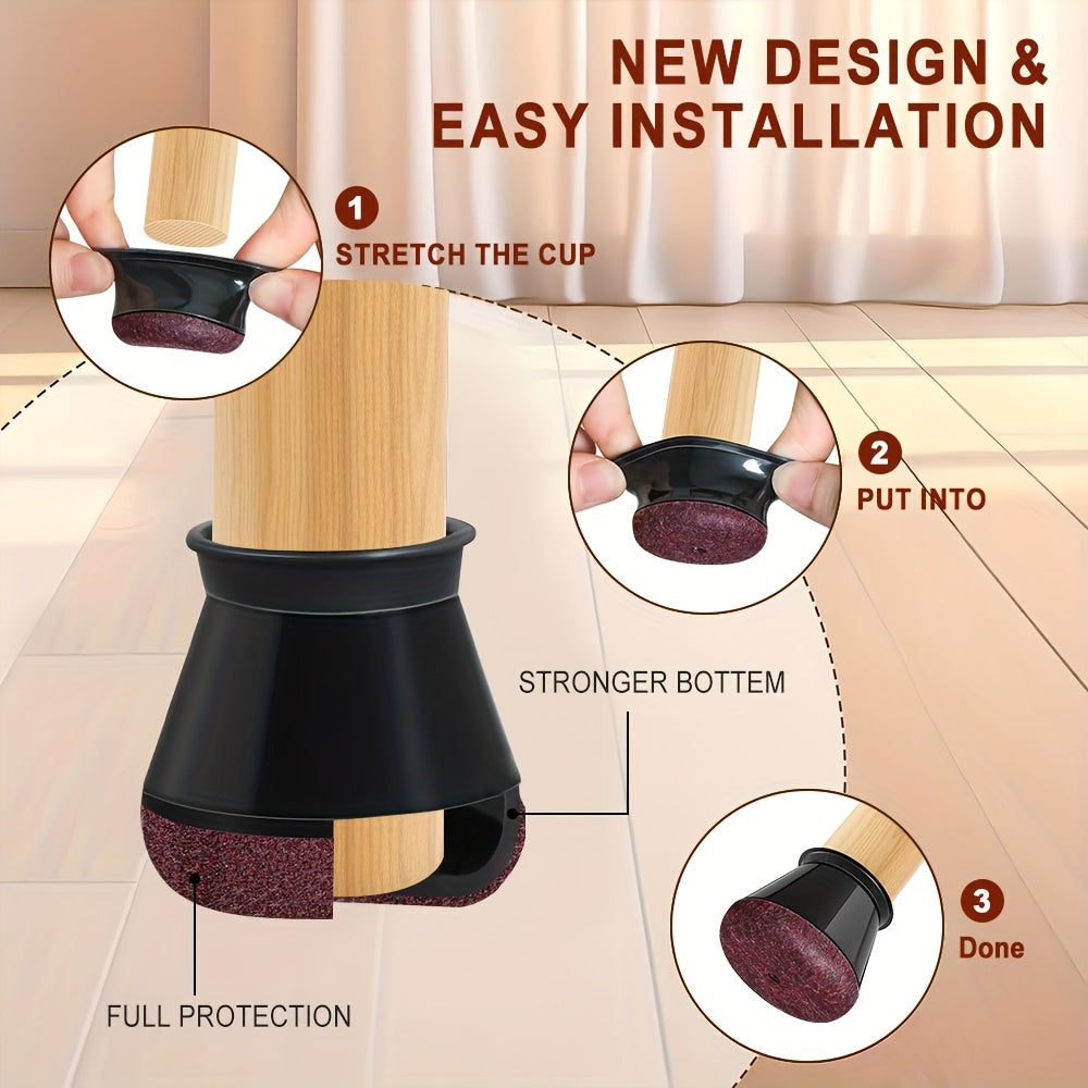 Chair Leg Protectors Silicone Flexible Fit Noise Reducing