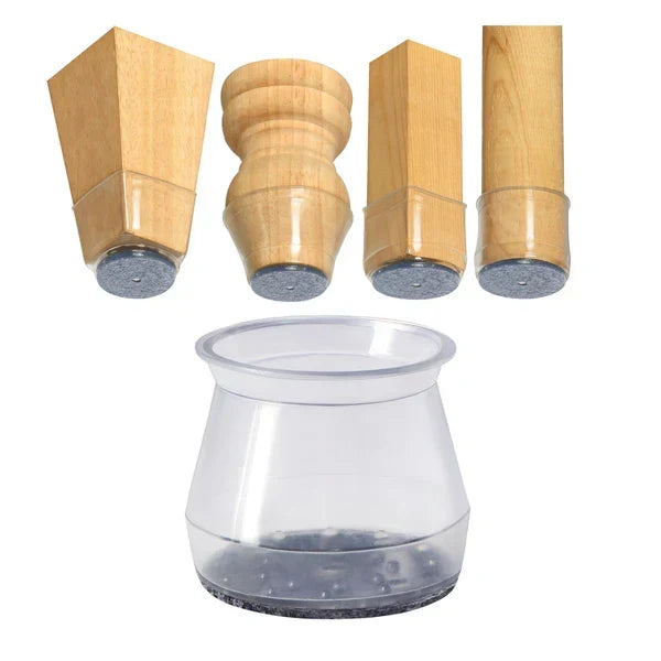 Chair Leg Protectors Silicone Grip & Felt Silent Glide