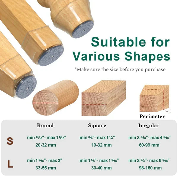 Chair Leg Protectors Silicone Grip & Felt Silent Glide
